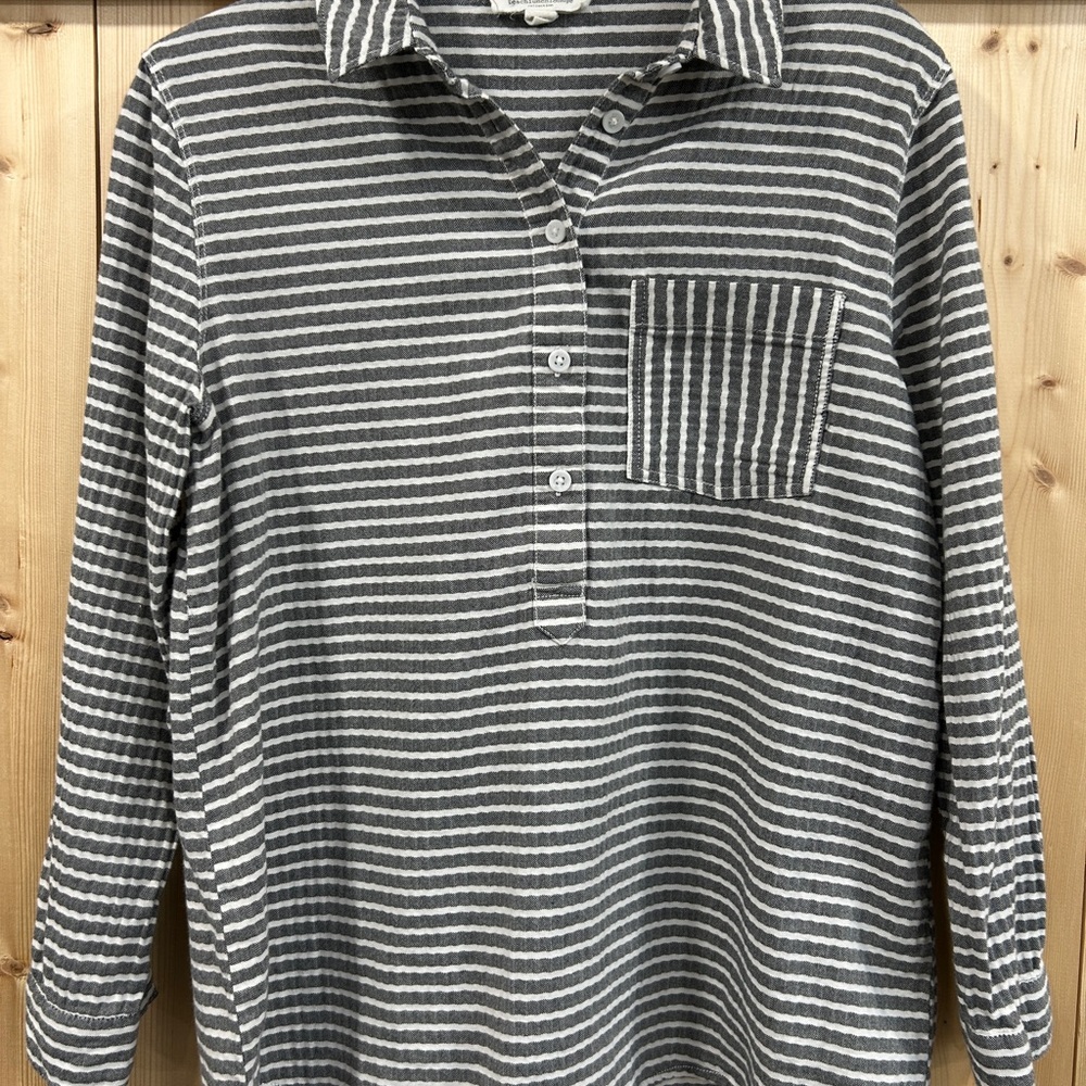 Beachlunchlounge Black and White Striped Popover Shirt